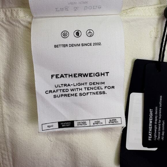 rag & bone Featherweight Logan Wide Leg Mid Rise Denim Jeans Ecru Size 32 - Picture 12 of 16